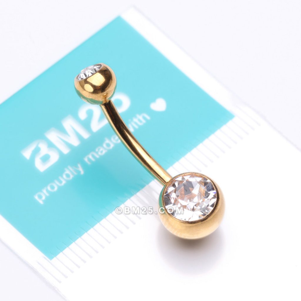 Pure24k Implant Grade Titanium Internally Threaded Basic Gem Ball Belly Ring
